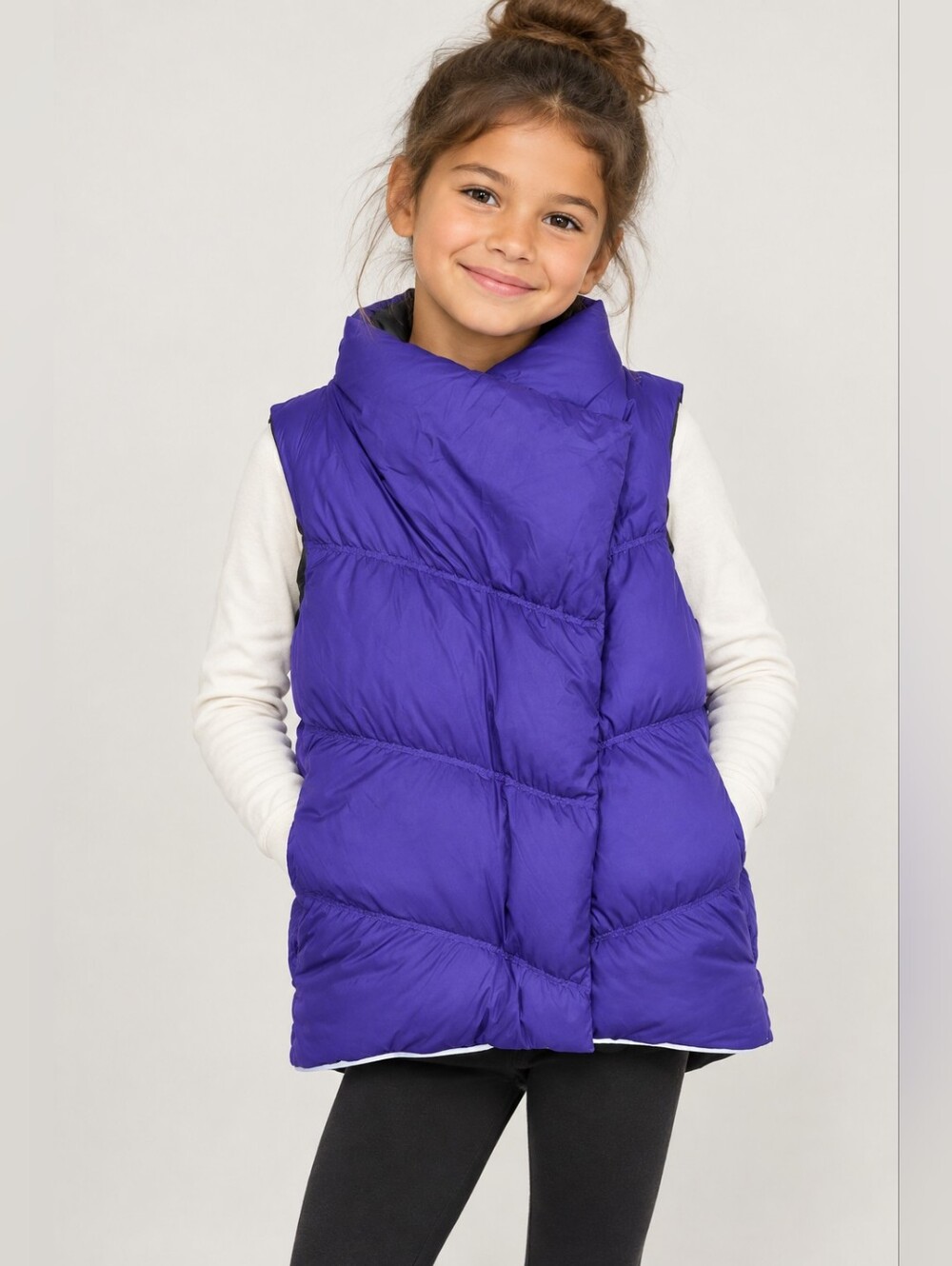 Reversible Ivivva Kids Purple Puffer Vest - Sleeveless Jacket